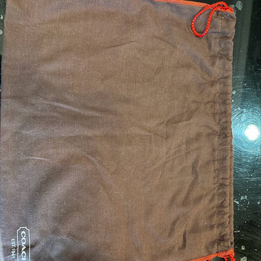 Coach Brown Dust Bag with Red Drawstring